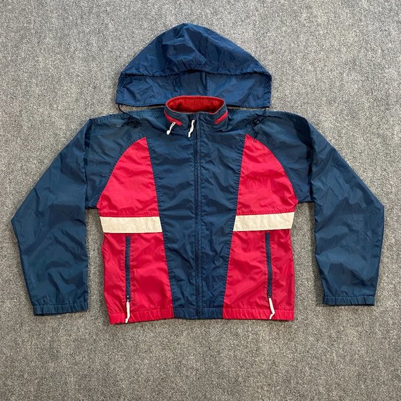 Woolrich Other - VINTAGE Woolrich Windbreaker Jacket Adult Small Red White Blue Hooded 90s VTG